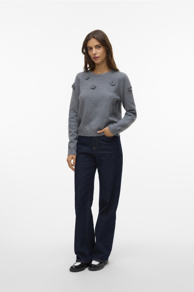 VMROSE LS O-NECK PULLOVER BOO 10331434 MEDIUM GREY MELANGE